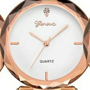 Golden Rose w/Mesh stainless steel watch band.